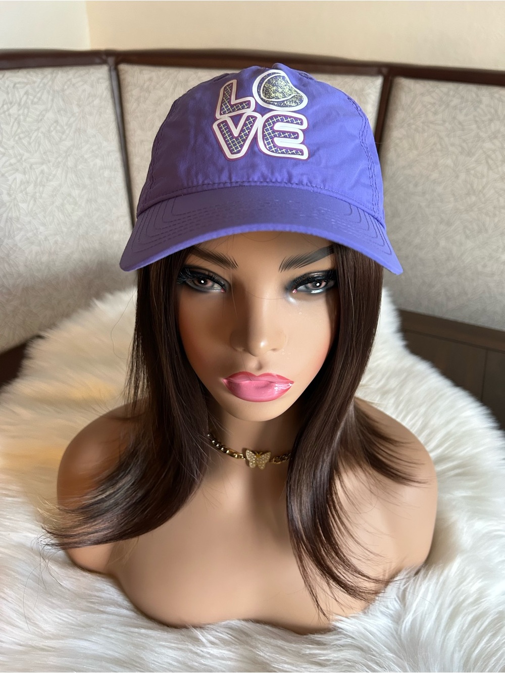 Prince Youth Girls Graphic Tennis LOVE Embroidered Cap - Purple Adjustable Fit